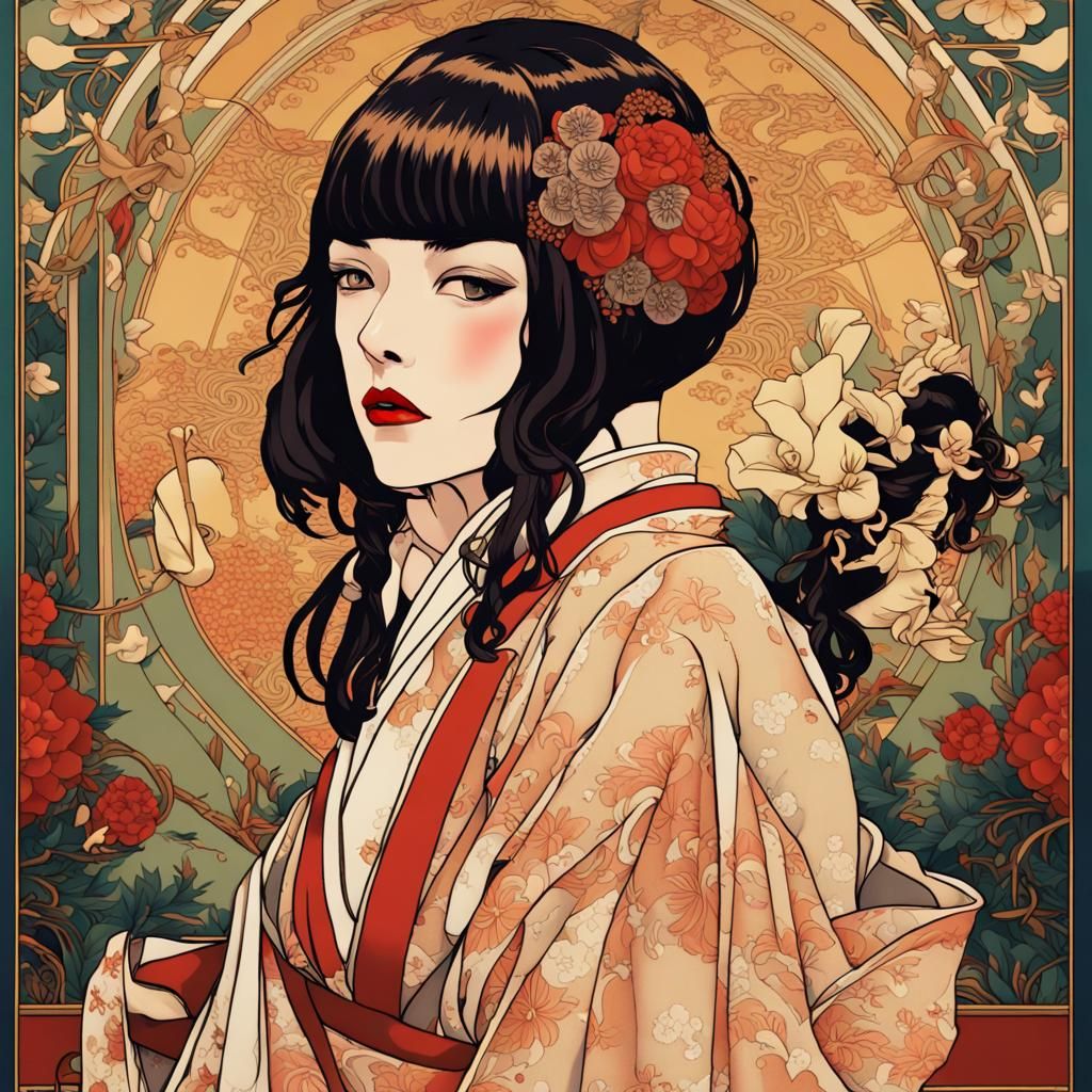 16k resolution, art inspired by Taisho Romanticism, Shojo no Tomo, Art Nouveau, Jugendstil, Pre-Raphaelites, Art Deco. U...