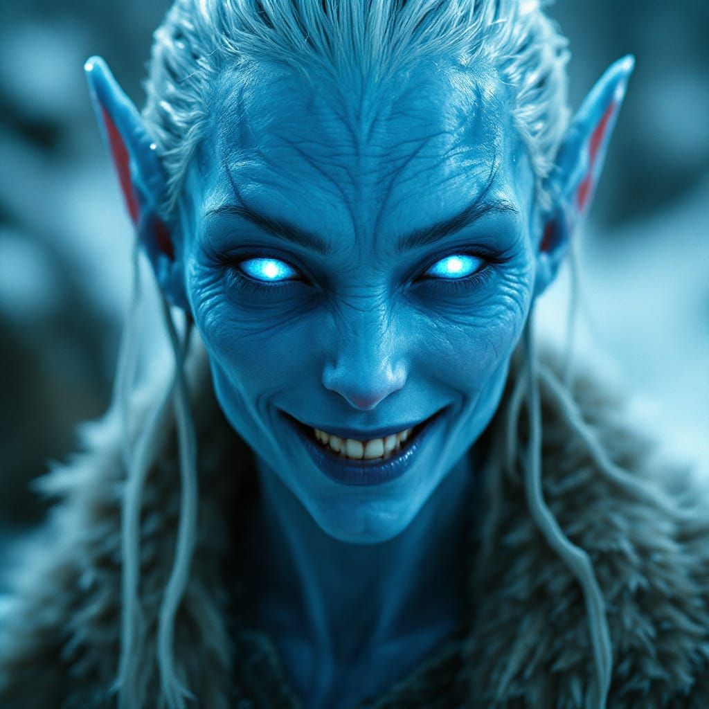 Ethereal Ice Elf with Glowing Eyes