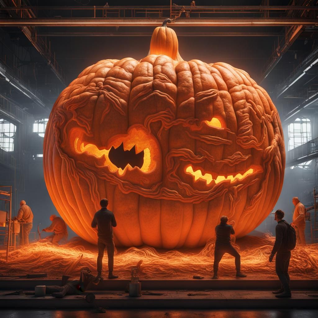 Surreal futuristic giant pumpkin