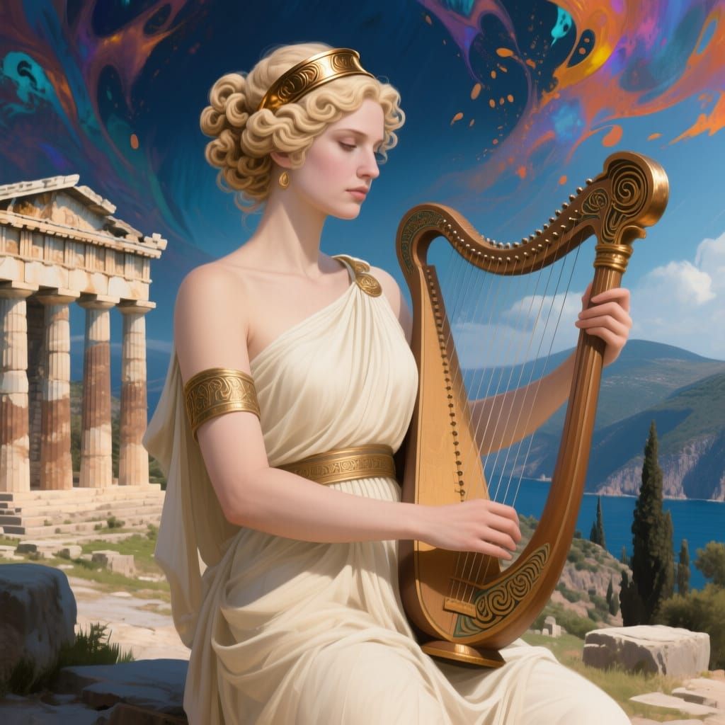 Nete, Greek Muse of the Lyre, at Delphi