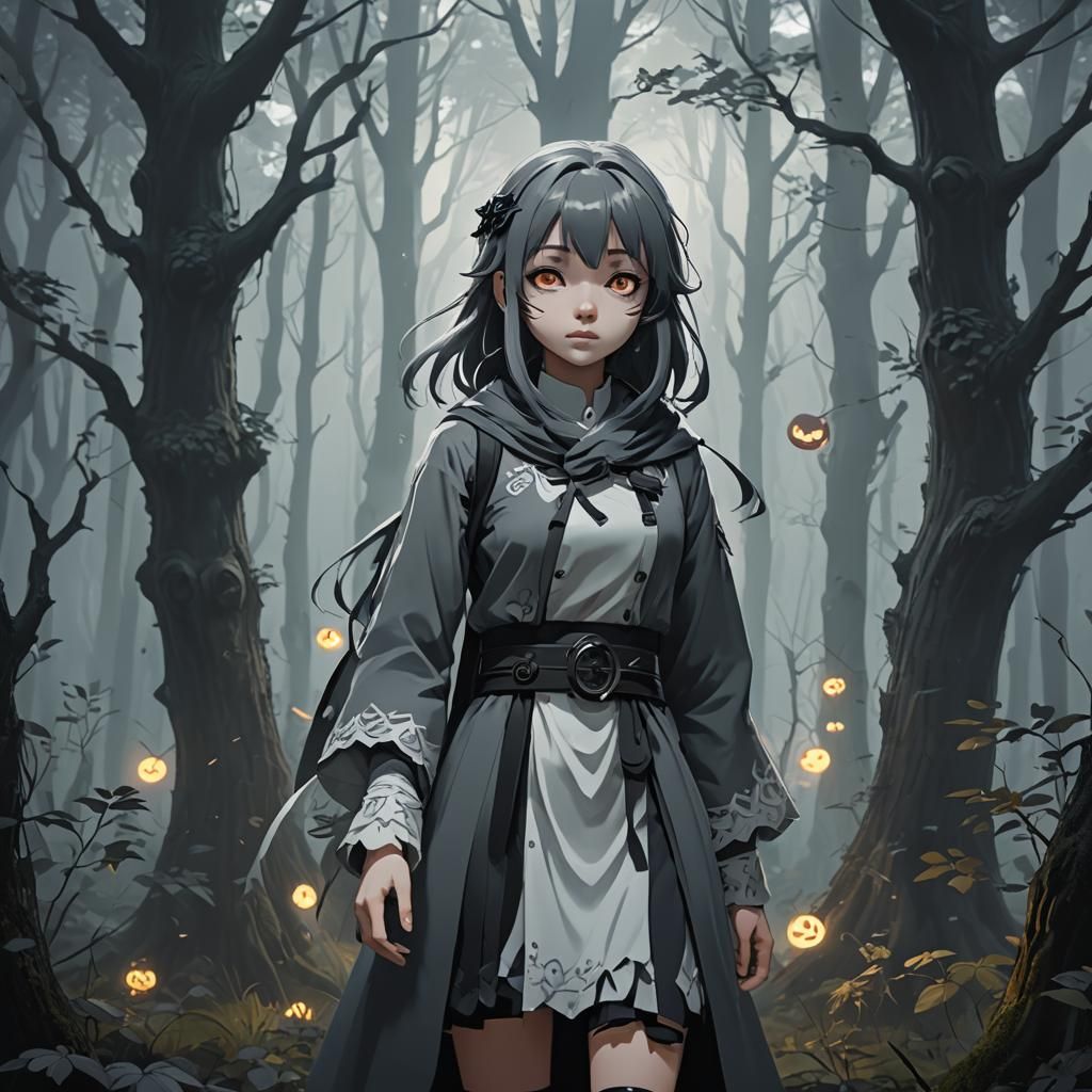 Yumi in Haunted Forest: Anime Concept Art
