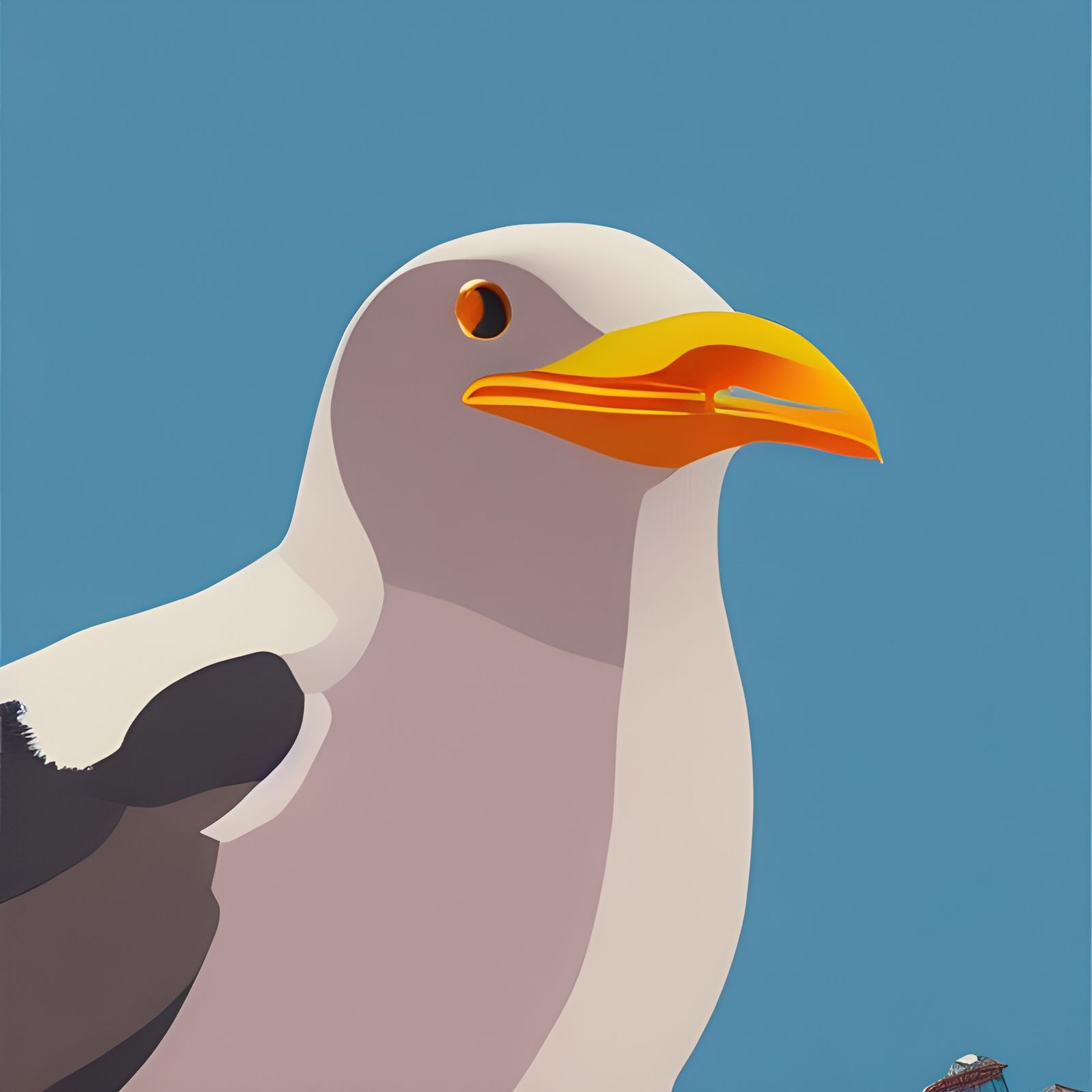 Seagull's Snack: A Detailed Ukiyo-e Style Portrait
