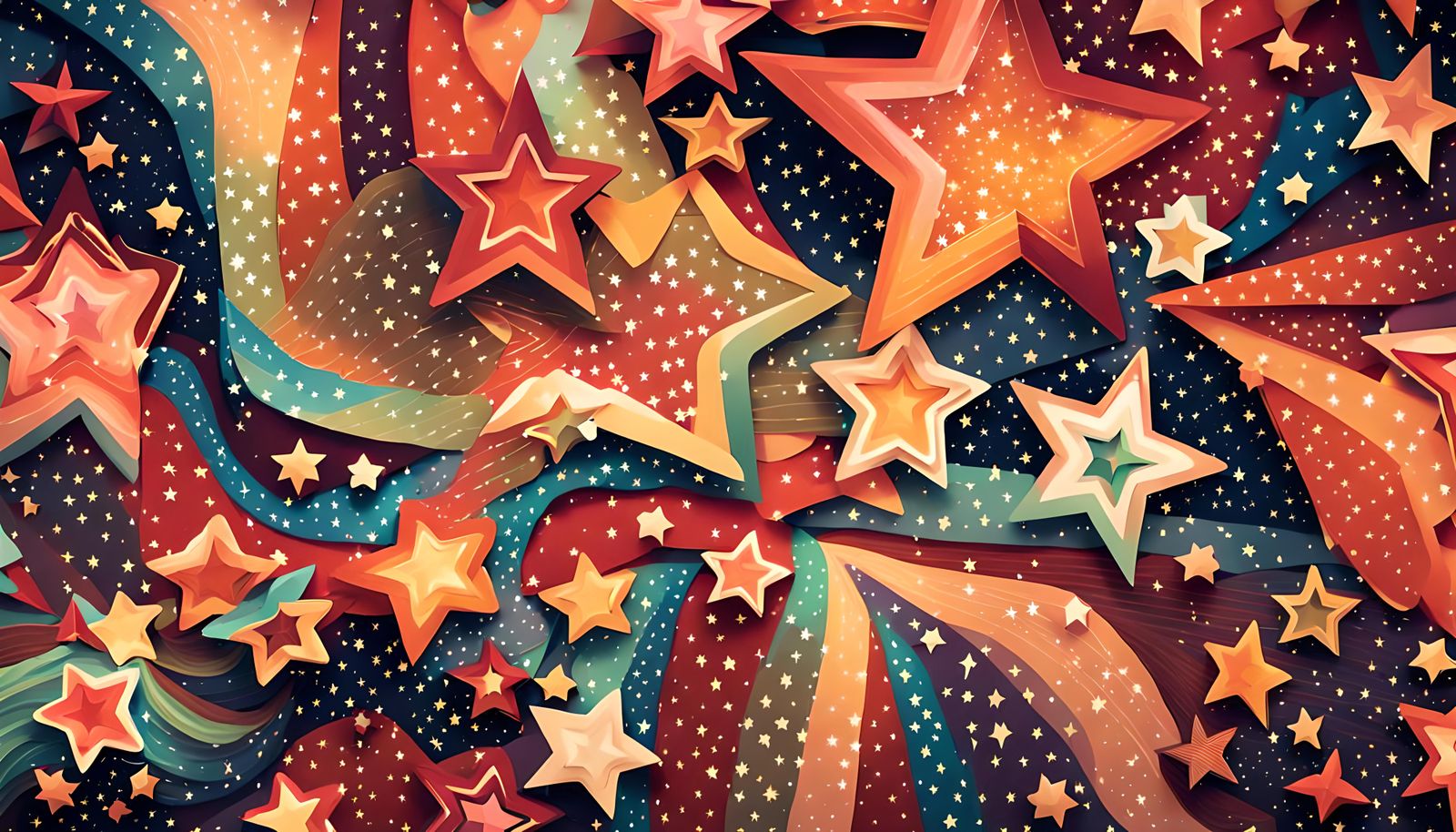 Colorful Layered Stars Dreamy Pointed Starscape