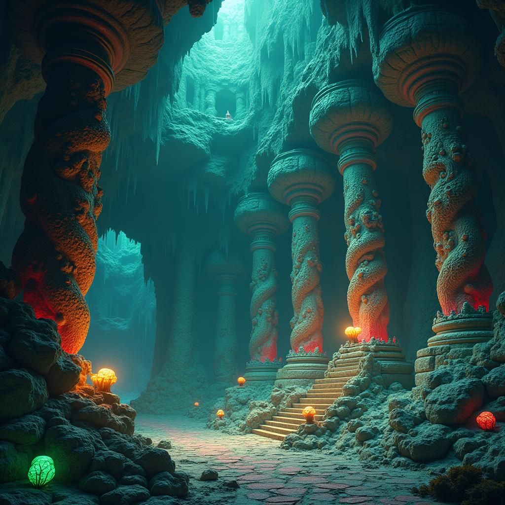 Naga Shrine in Underground Kingdom: Fantasy Concept Art