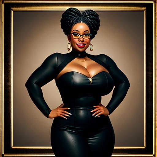 Curvy Black geek portrait