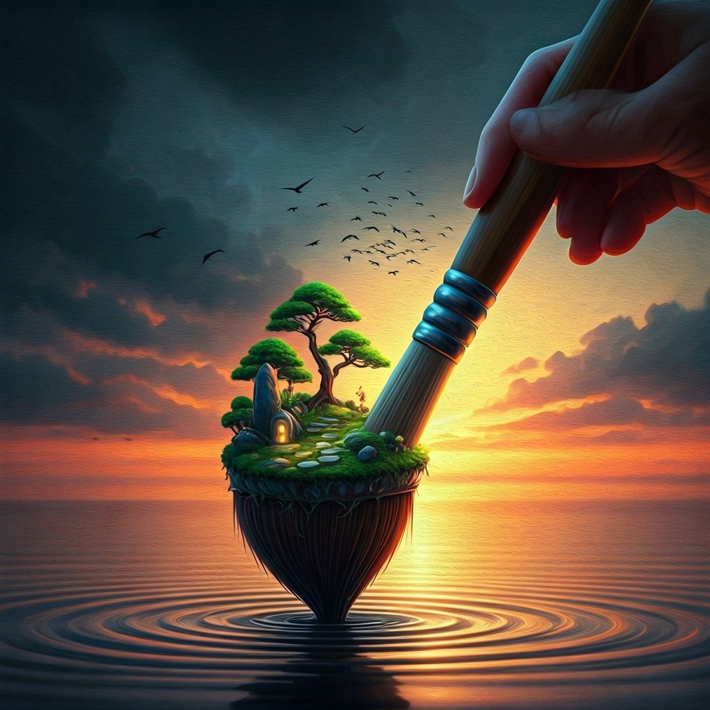 Magical Paintbrush Creates Zen Garden & Ink Birds