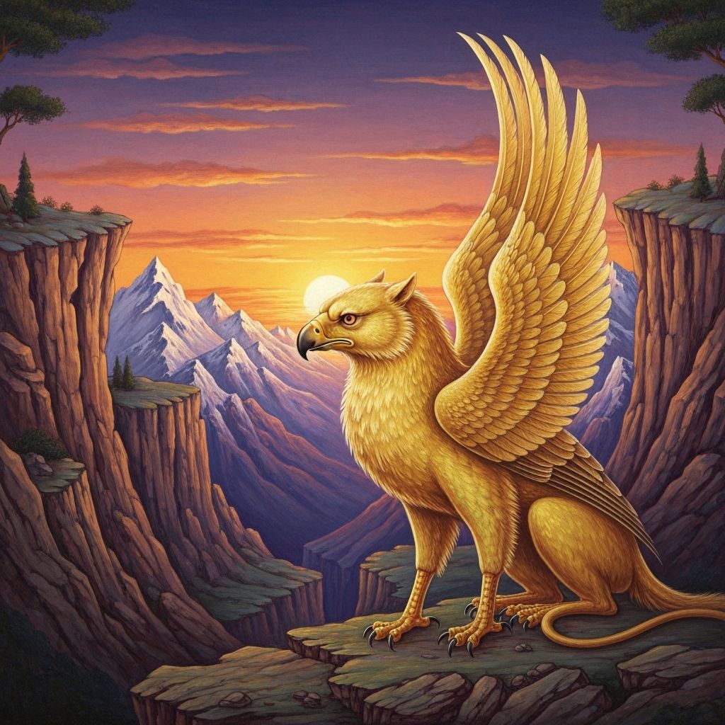 Griffin Surveys Sunset Landscape in Persian Miniature Style