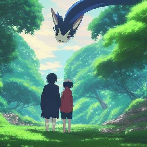 Anime Key Visual of Kappa and Noribe in Ghibli Style