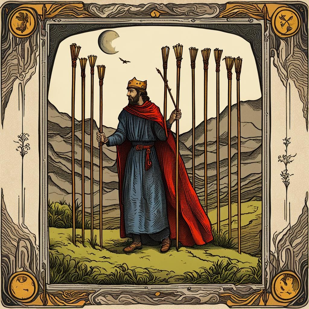Tarot Card Six of Wands Illustration