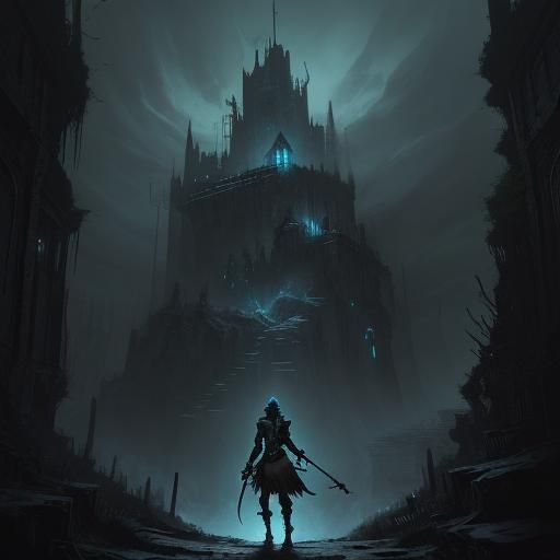 Female Thief in Bioluminescent Cavern, Fantasy Art