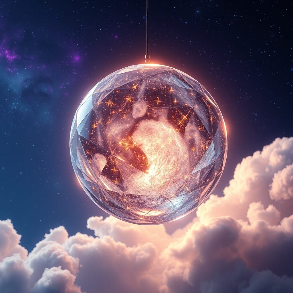 Crystal Moon Orb Radiating Golden Light