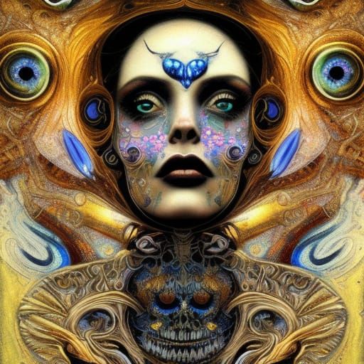 Ornate Alien Goddess in Gustav Klimt Style