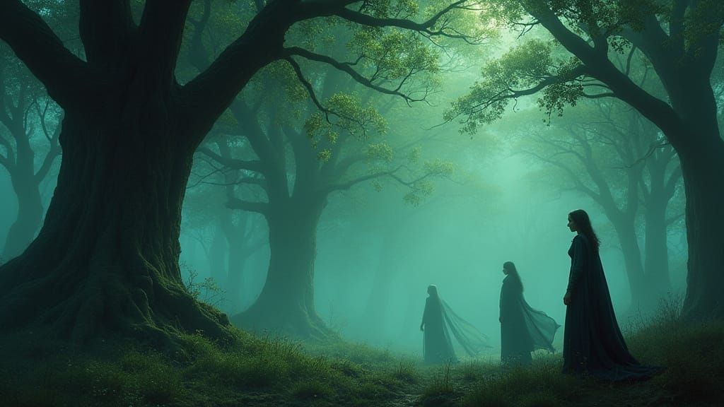 Medieval Fantasy Art of Evelyn in a Mystical Windstorm