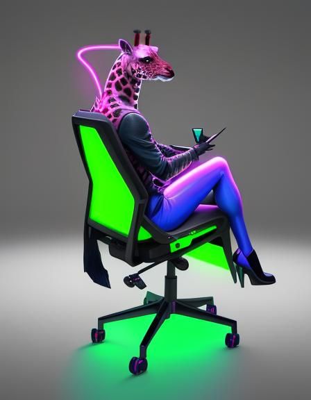 Pop Art Giraffe Portrait with Chair Legs