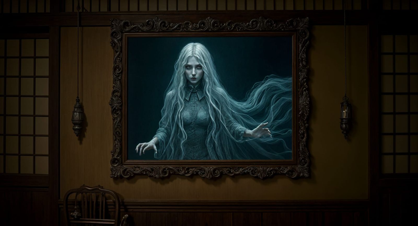 Ghostly Apparition From Victorian Japanese Manor Wall