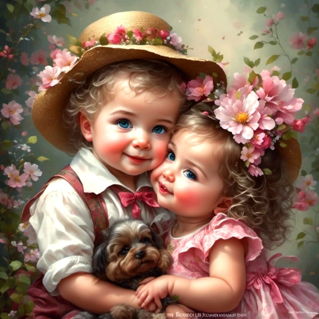 Baby Girl Kisses Grandfather in Fine Art Style