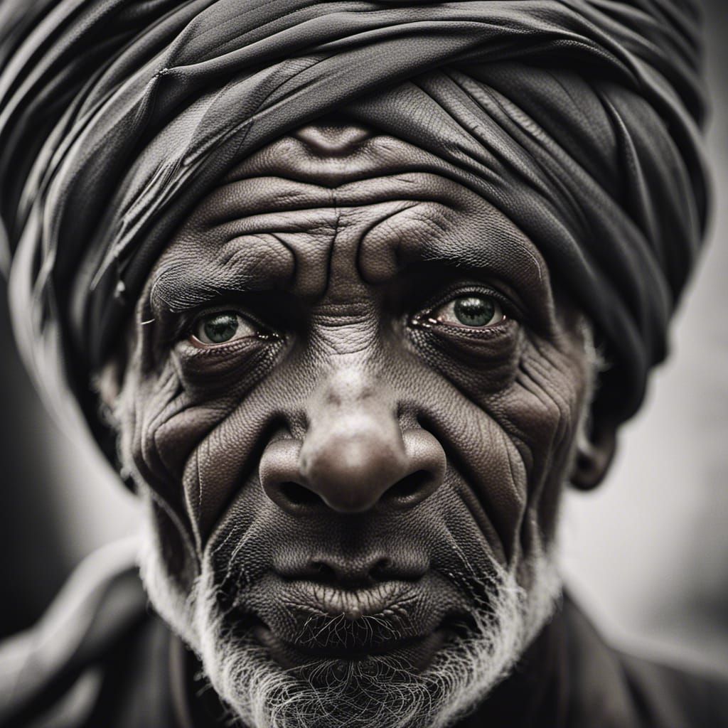 Intense Portrait of Elderly Man with Turban