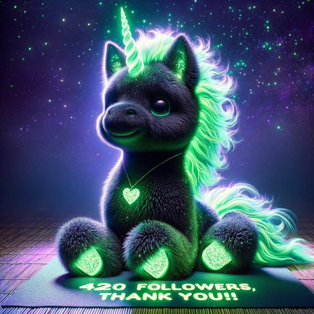 Glowing Unicorn Yoga: A Neon Digital Artwork