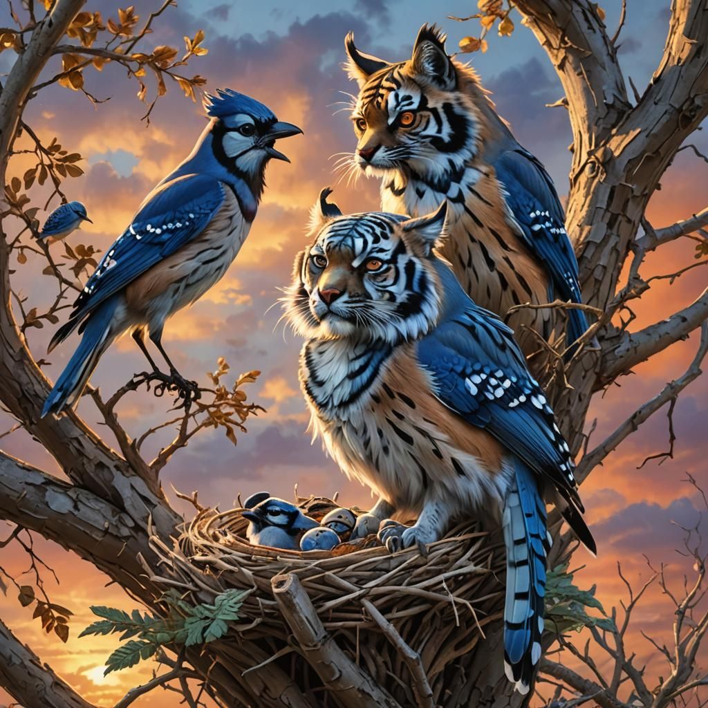 Tiger Cub in Bluejay Nest at Sunrise