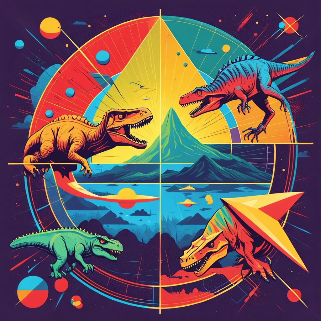Dinosaur Comet Approaching Earth in Pop Art Style
