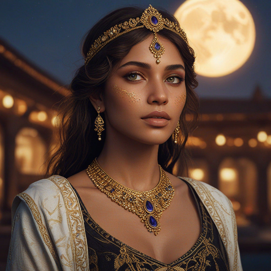 Confident Indian Woman Glows Under Moonlight