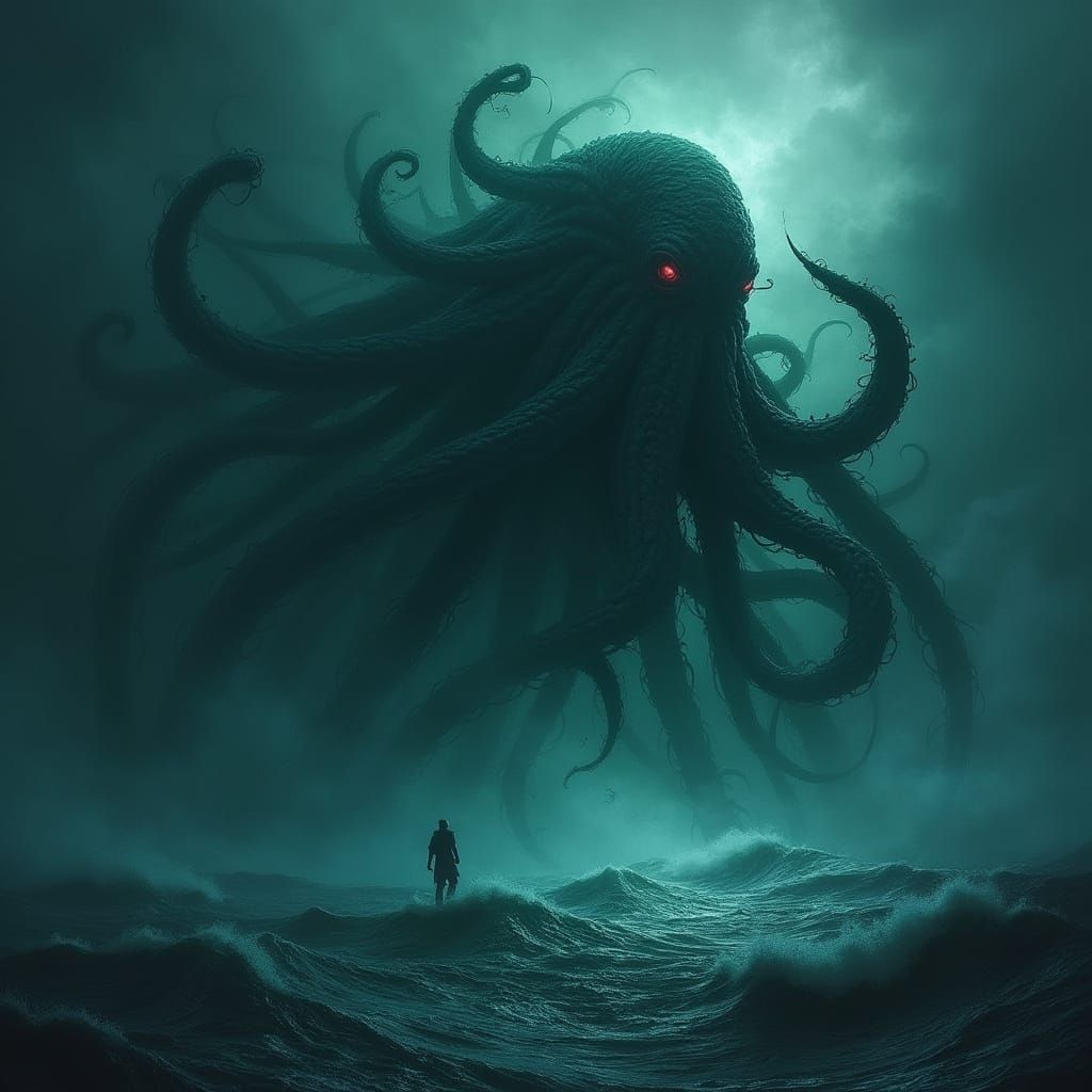 Colossal Cthulhu Rises from the Deep Sea