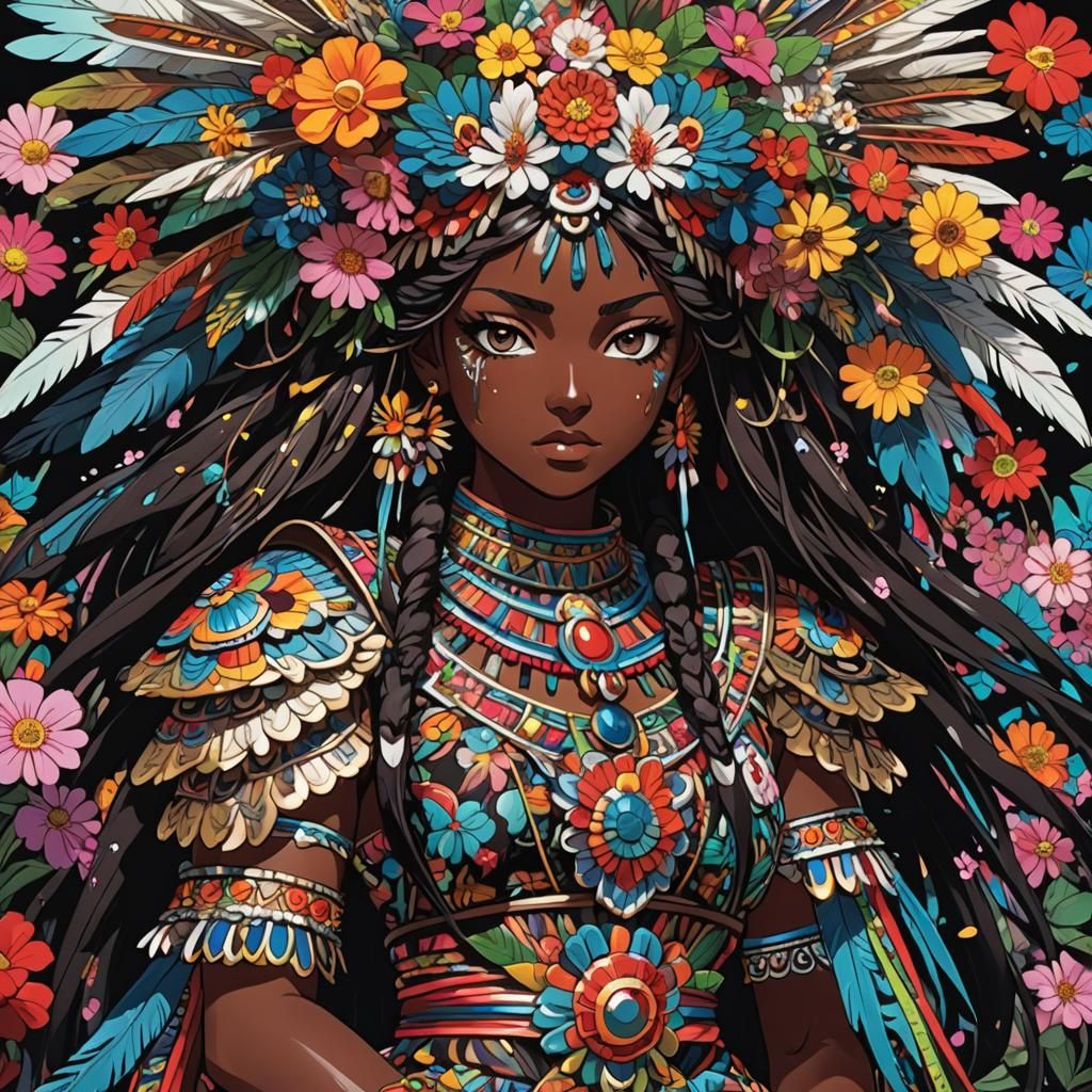 Aztec Girl in Anime Manga Splash Art