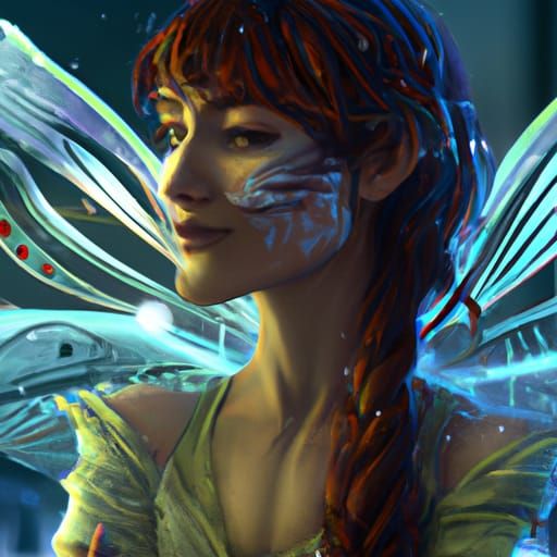 Woman with Dragonfly Wings, Hyperdetailed Fantasy Art