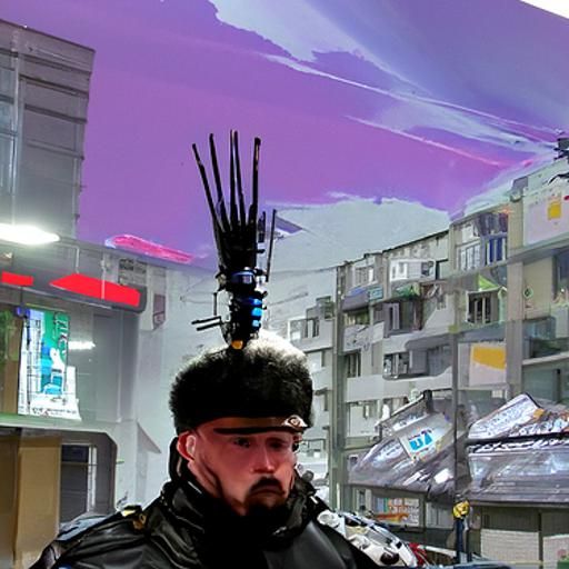 Cyberpunk Cossack in Futuristic Setting