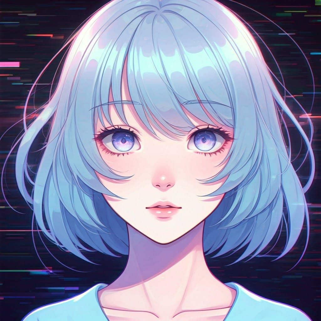 Dreamworld Anime Girl in Pastel Hues with Glitching Aura