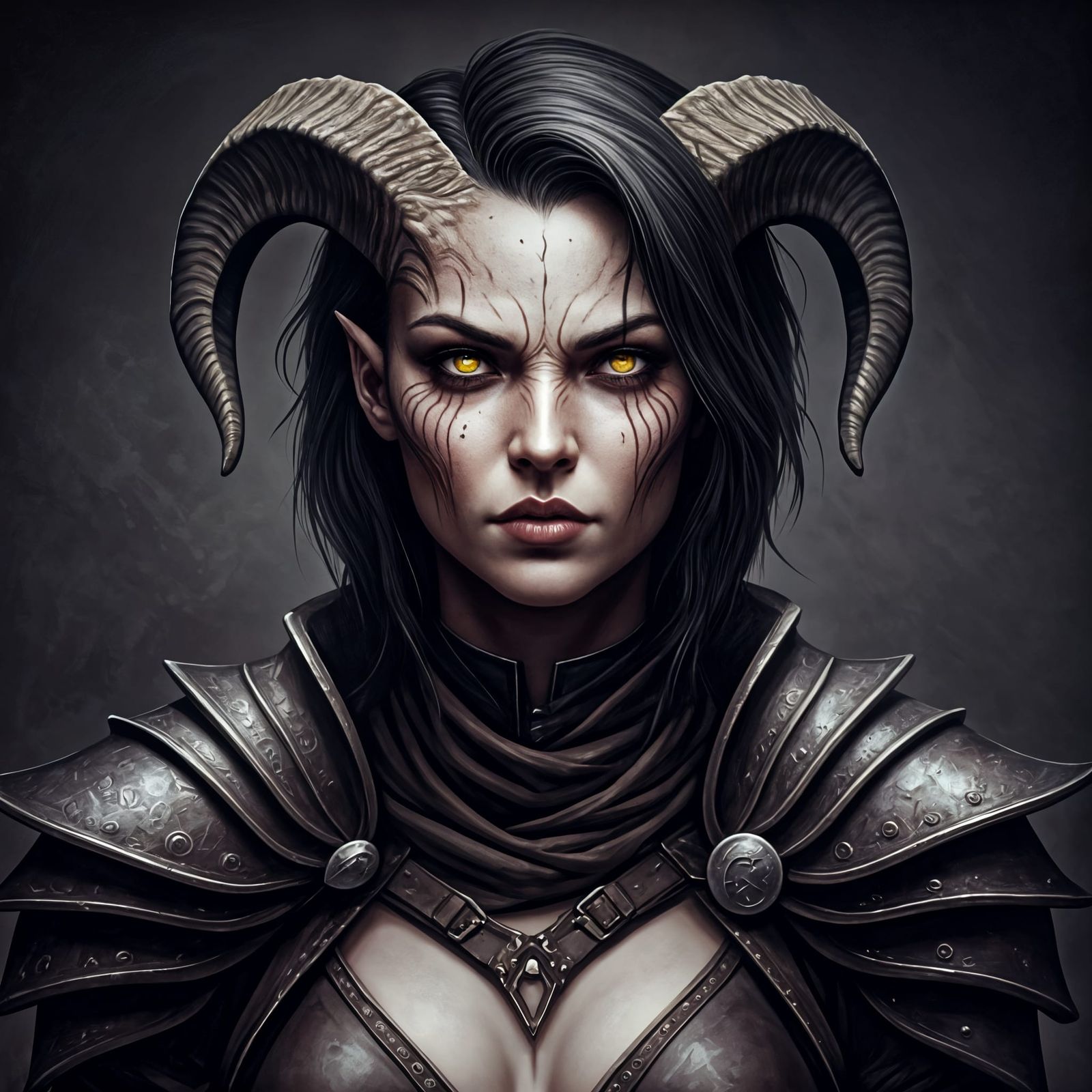 Fierce Qunari Ranger with Golden Eyes