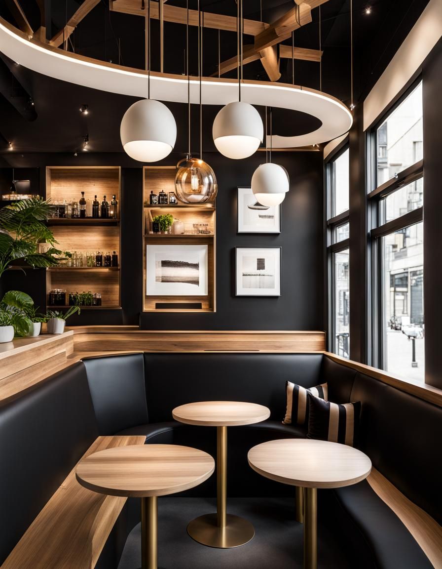Cafe Booth Design with Wood Elements