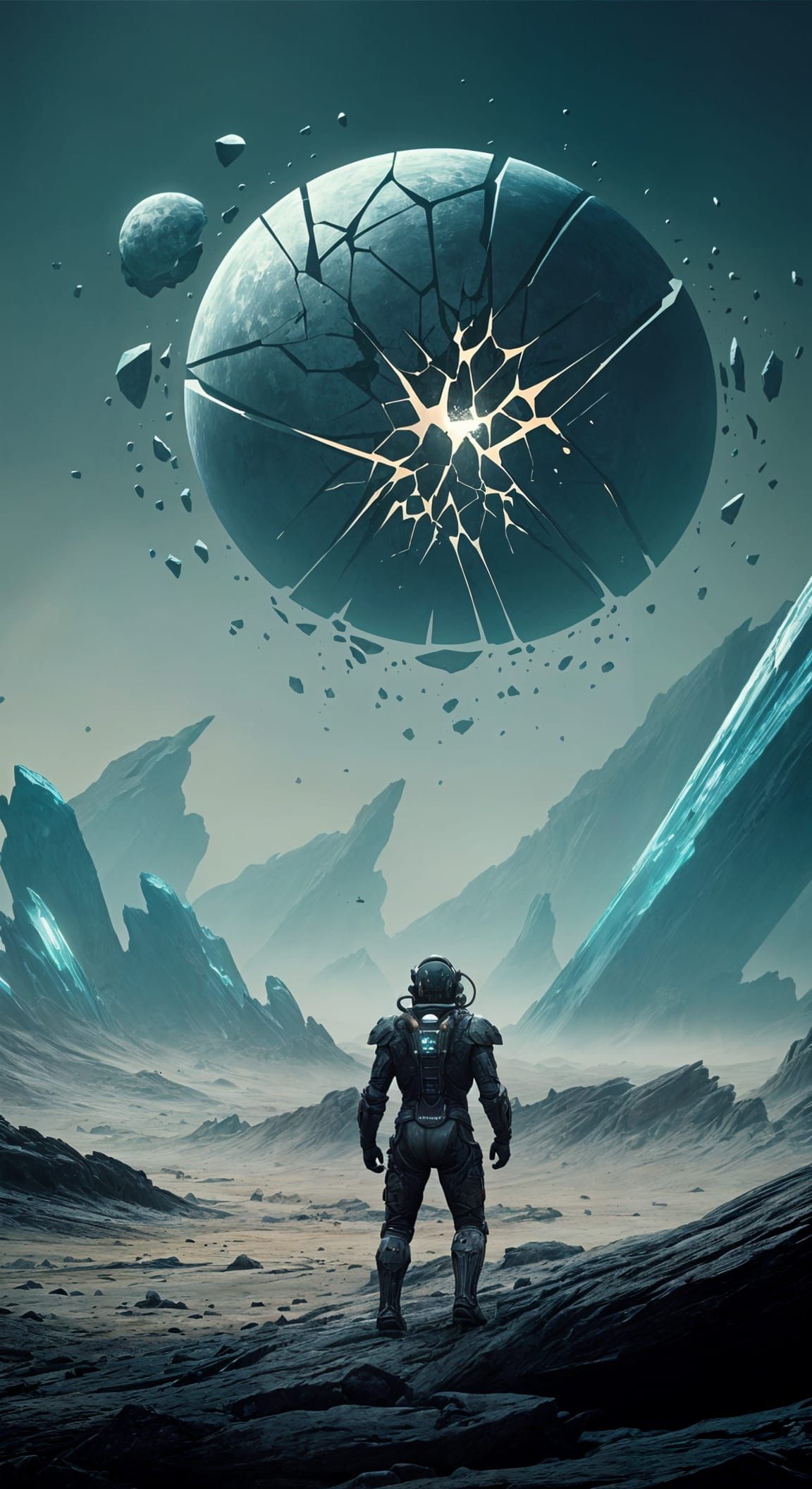 Windswept Warrior Gazes at Shattered Moon