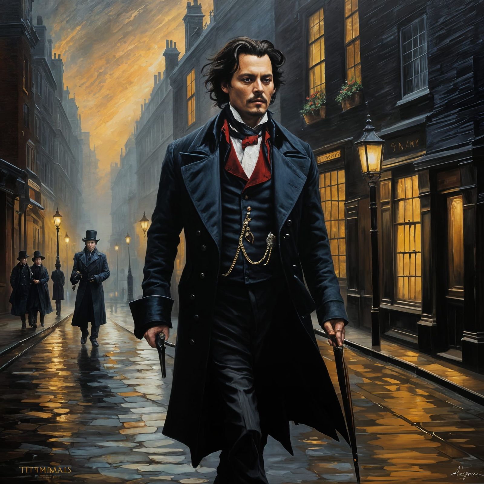 Sweeney Todd Walks in Victorian London Oil Painting