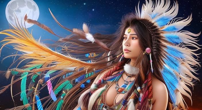 Radiant Native American Woman with Dream Catcher