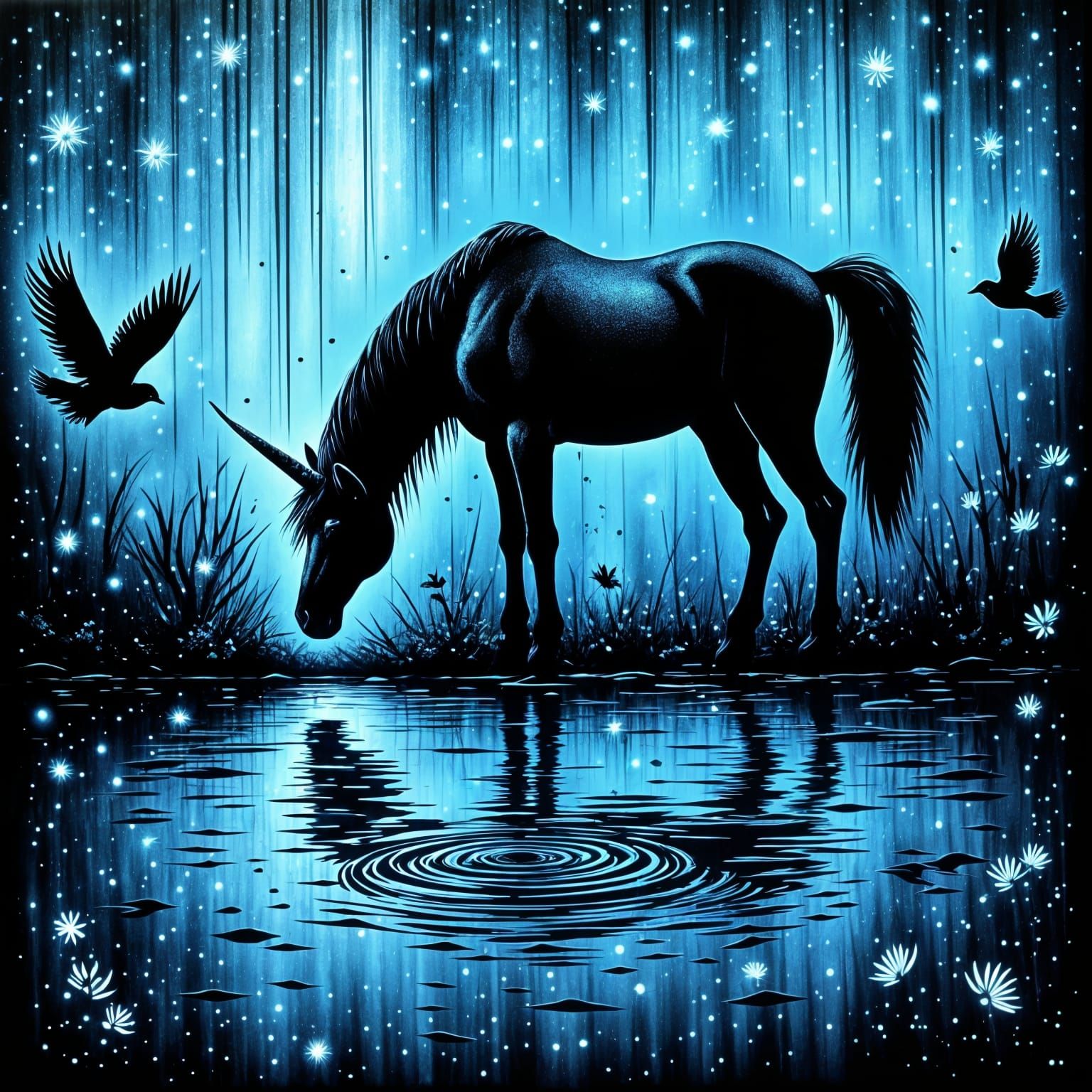 Whispers of Mystical Realism on Backlit Glass