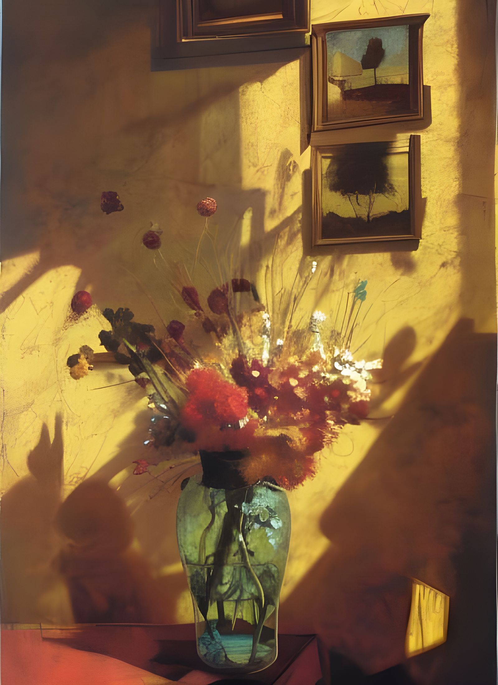 Abstract Realist Still Life with Flowers and Light