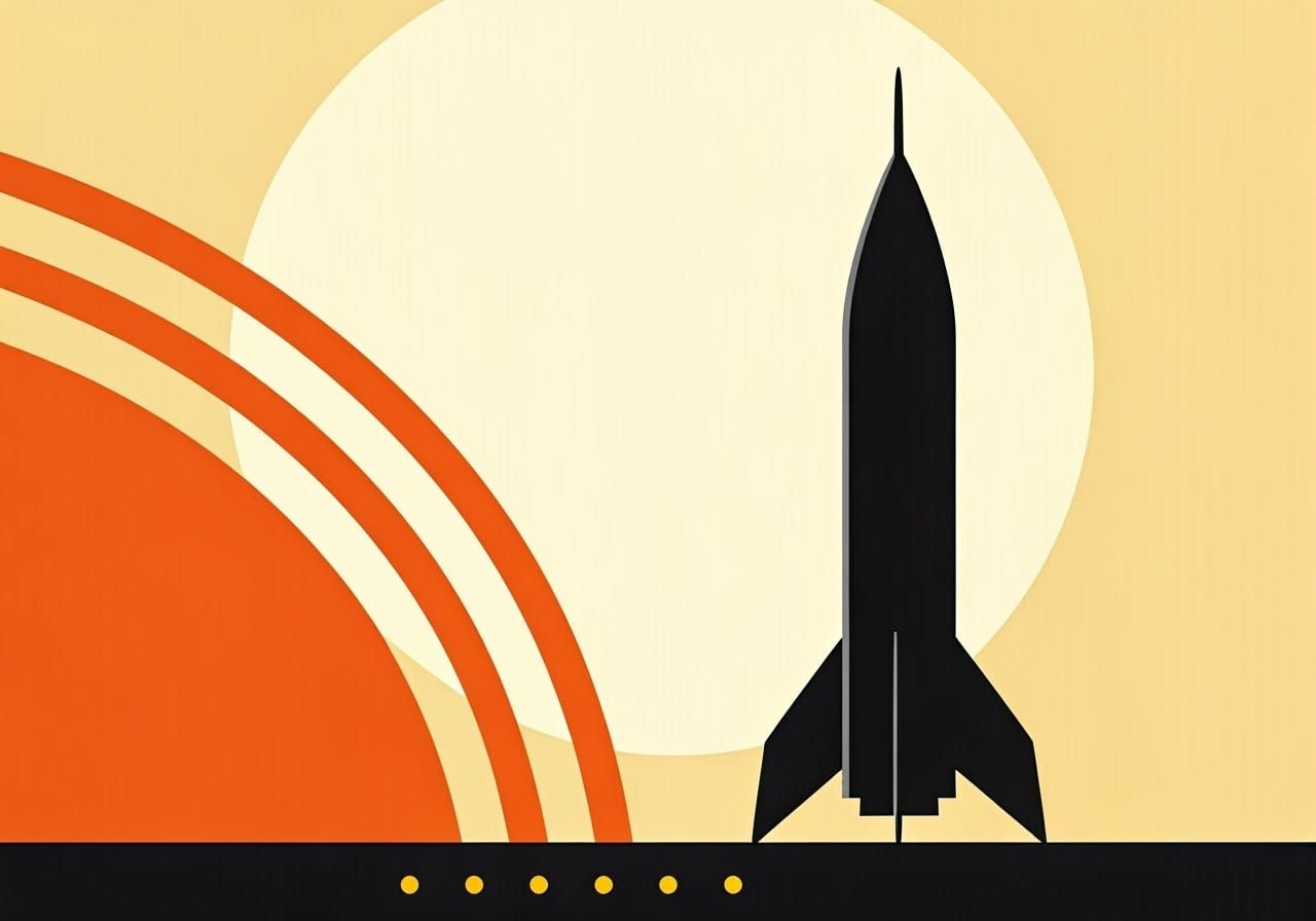 Dramatic Silhouette of Black Rocket Against the Sun