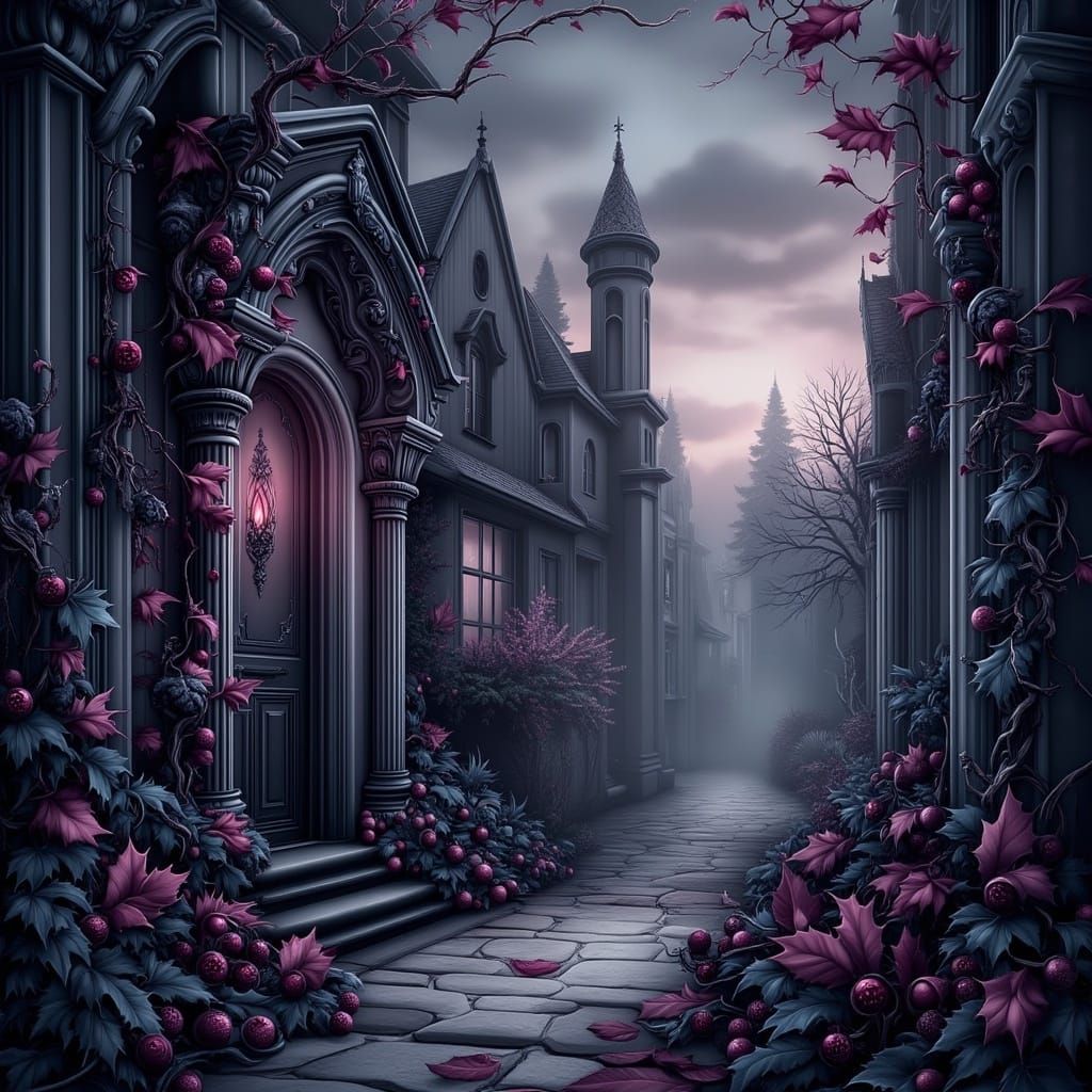 Gothic Elegance in Deep Plum, Crimson, and Indigo