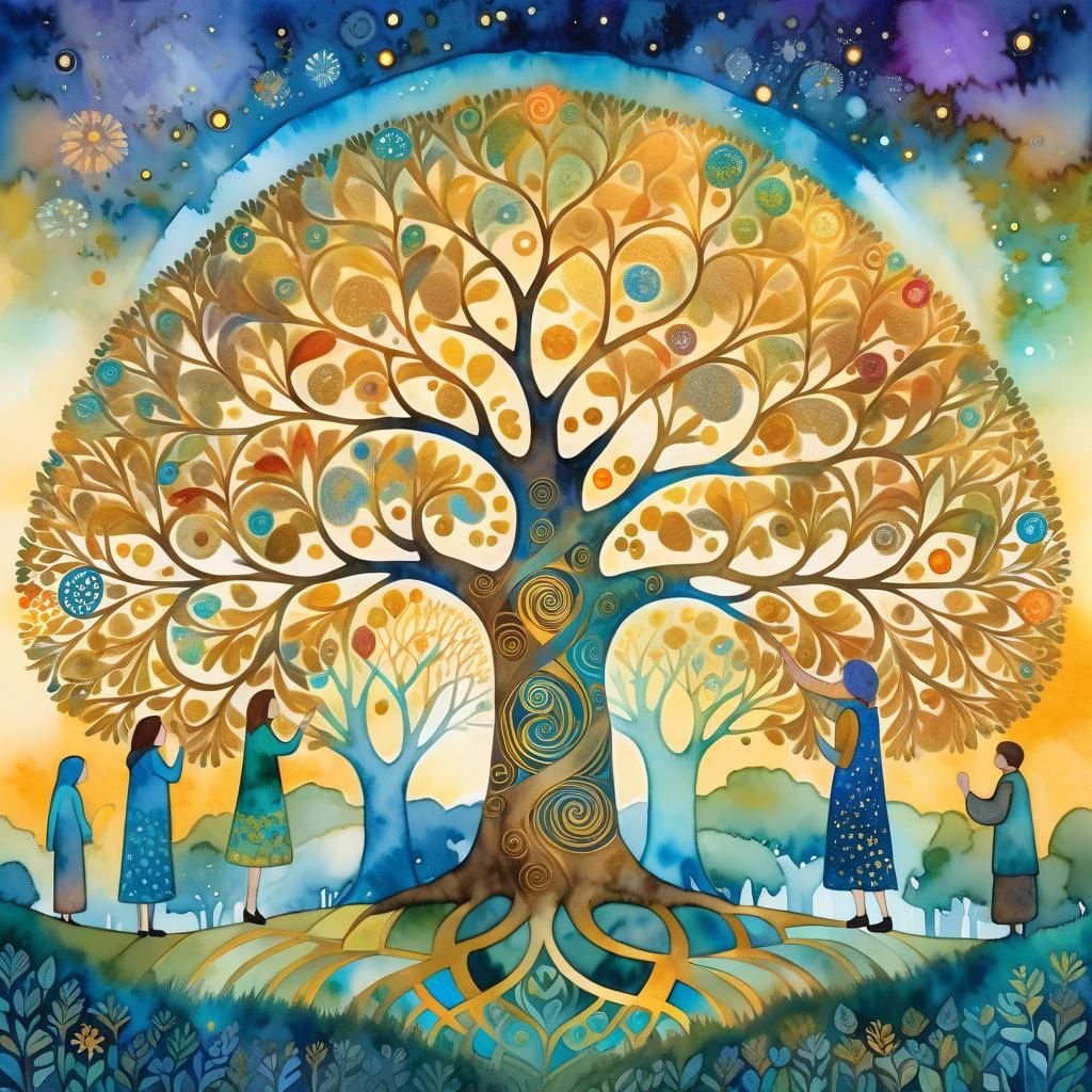 Heavenly Tree of Life in Klimt Style