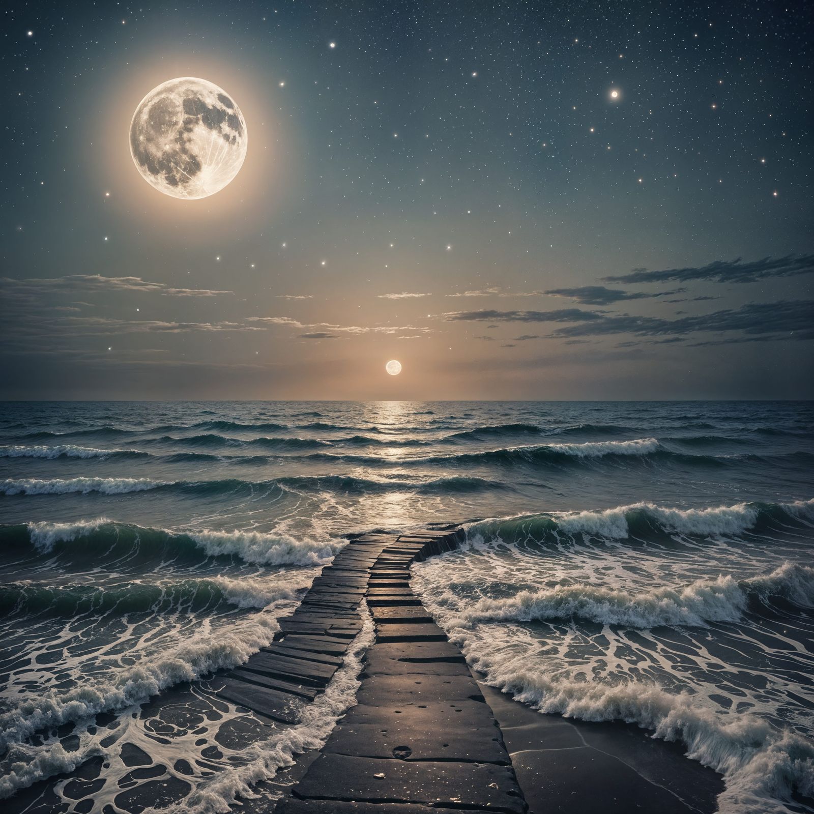Moonlit Sea with Starry Path