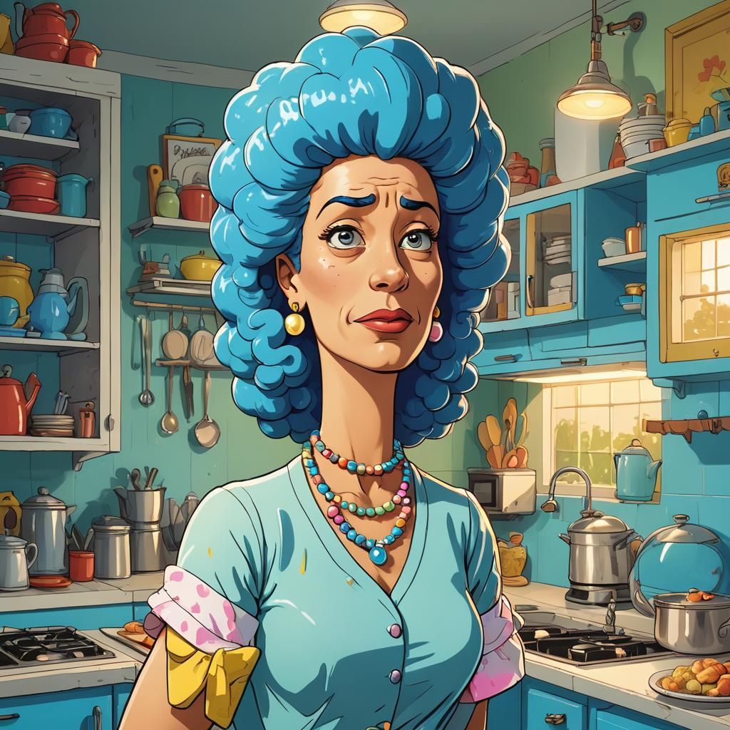 Marge Simpson Portrait in Cartoon Style