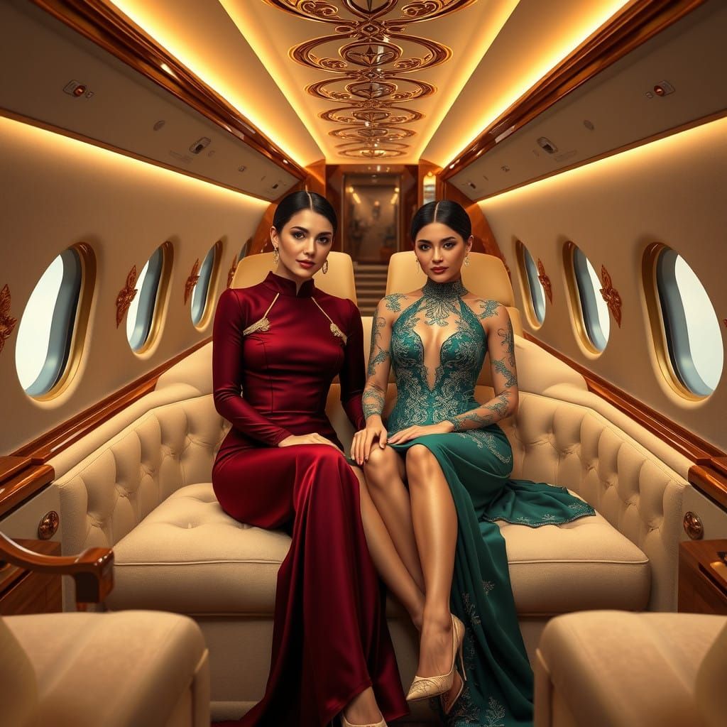 Luxurious Women in Private Airplane Aesthetic