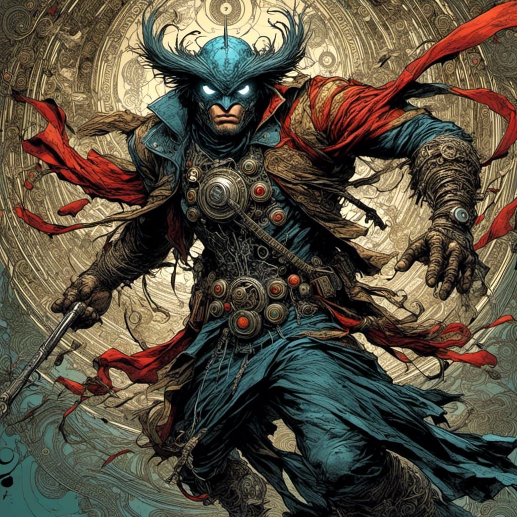 Animal Warrior Portrait in Surreal Comic Style