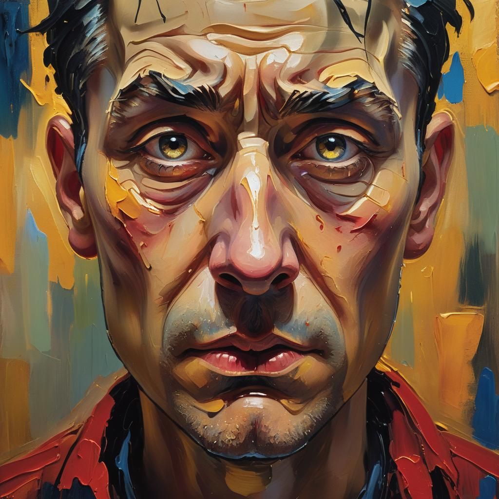 Emotional Portrait in Expressionist Oil Painting Style