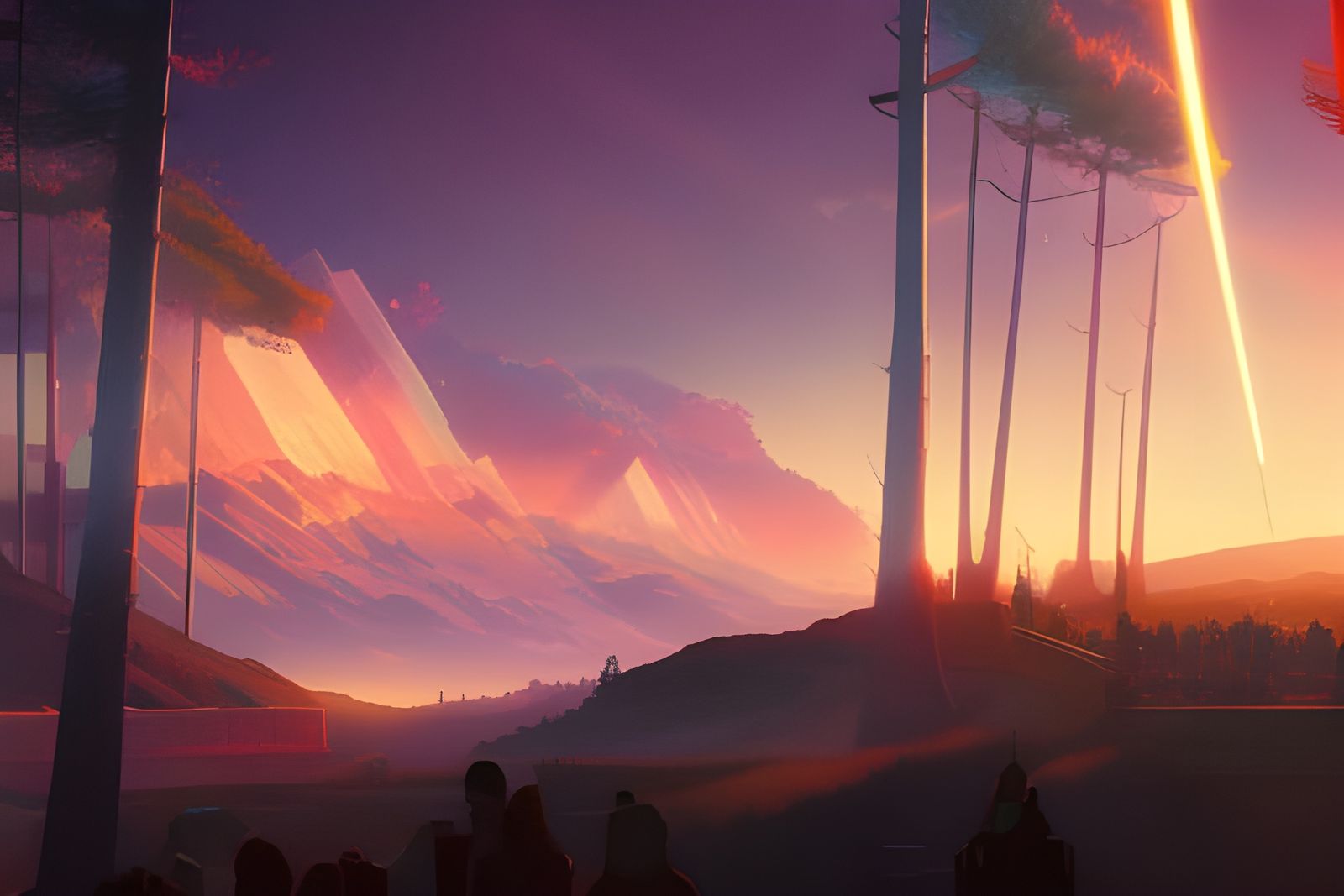 Art Deco Sun Deck Party in Anime Style