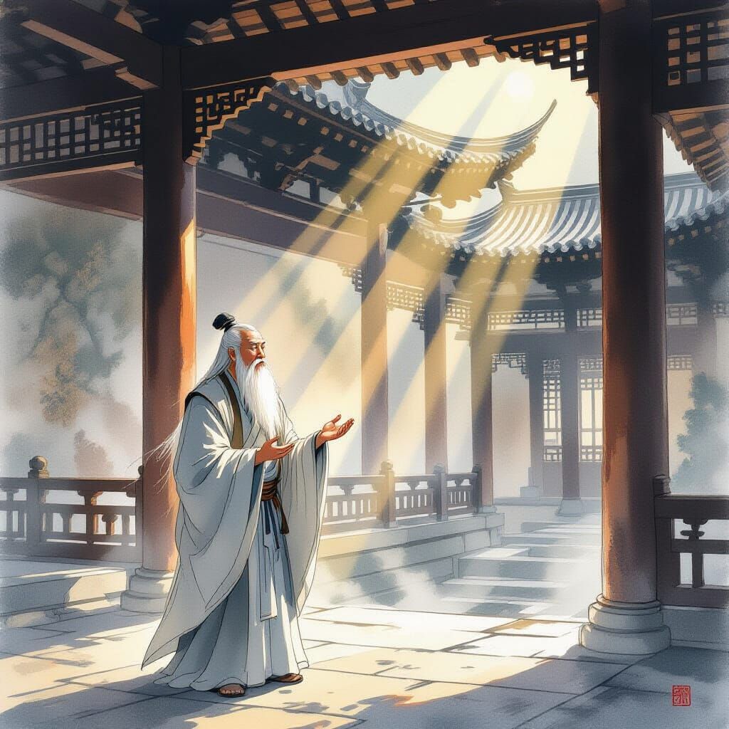 Wise Master Declares No Despair in Serene Temple