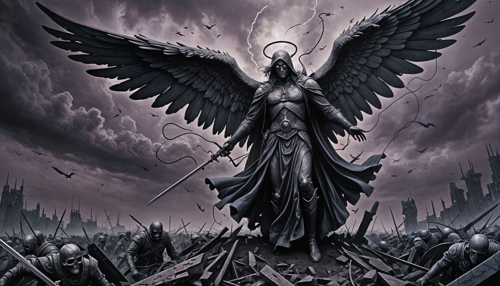 The Angel of Death in Moebius-Inspired Surrealism