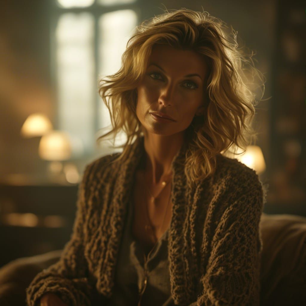 Faith Hill Portrait with Warm Film Grain