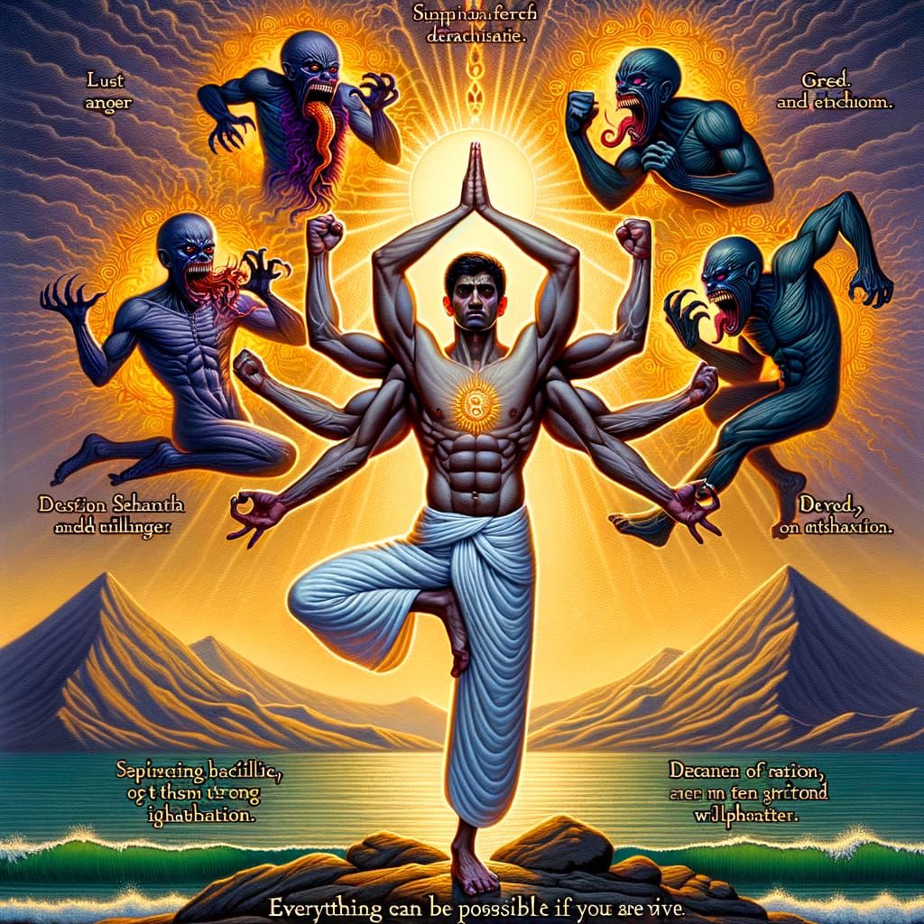 Ascetic in Tree Pose on Mountain